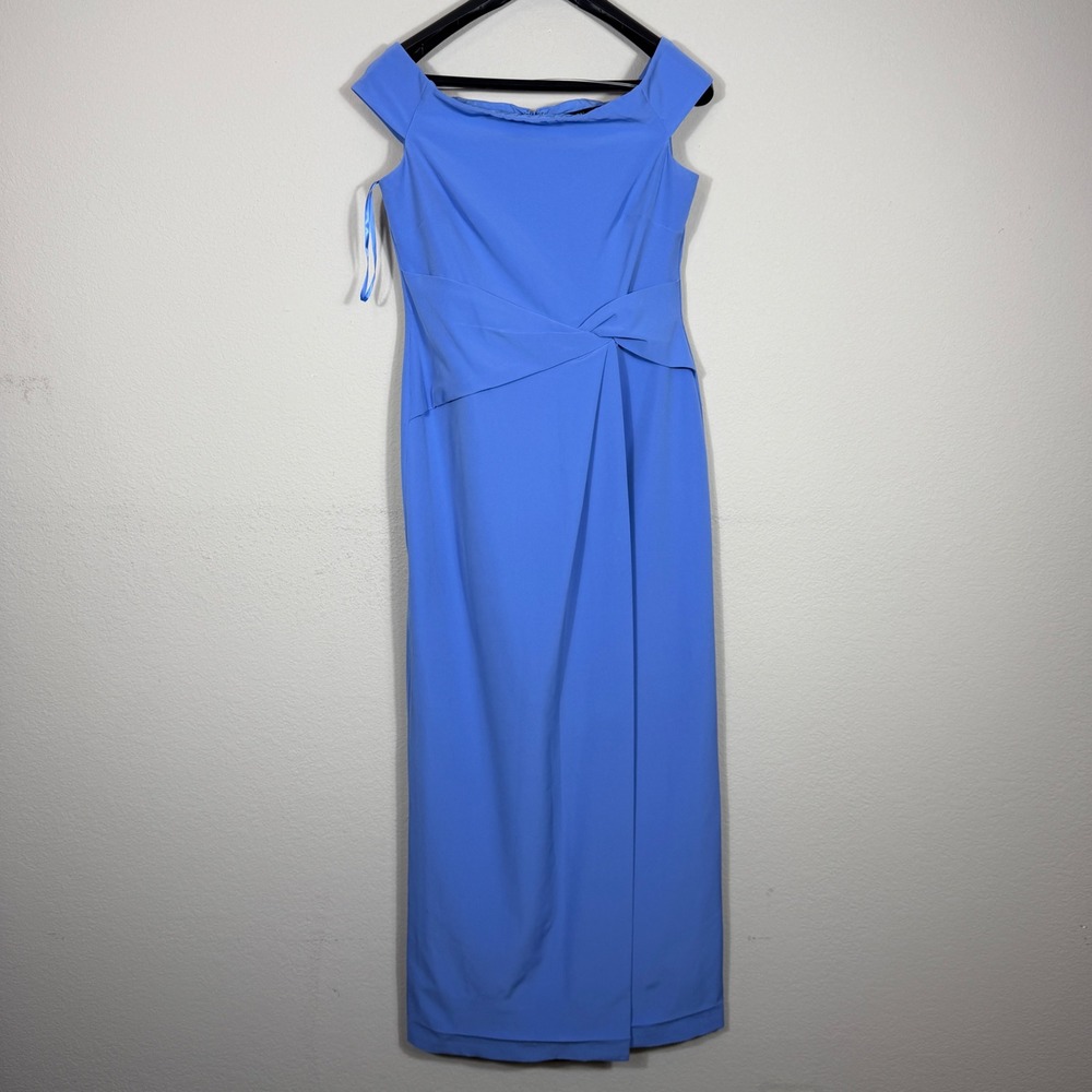 Lauren Ralph Lauren Off The Shoulder Faux Wrap Maxi Gown Women's 12 Periwinkle